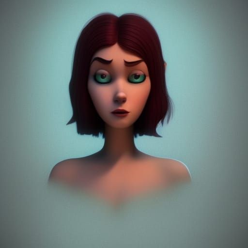 Scary Girl in Pixar Disney 3D Art Style