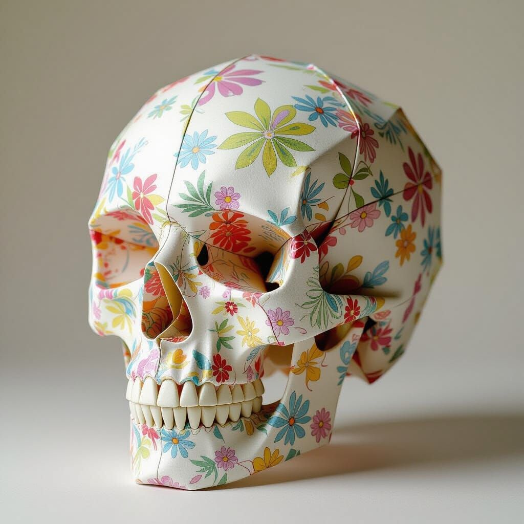 Colorful Origami Skull Art Inspired by Nature