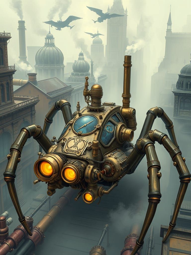 Steampunk tank shaped like a spider