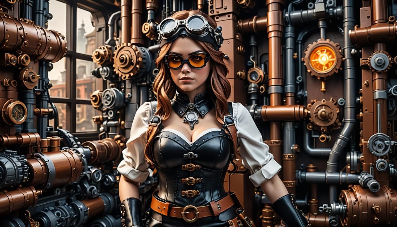 Lego Dieselpunk Girl with Goggles and Corset