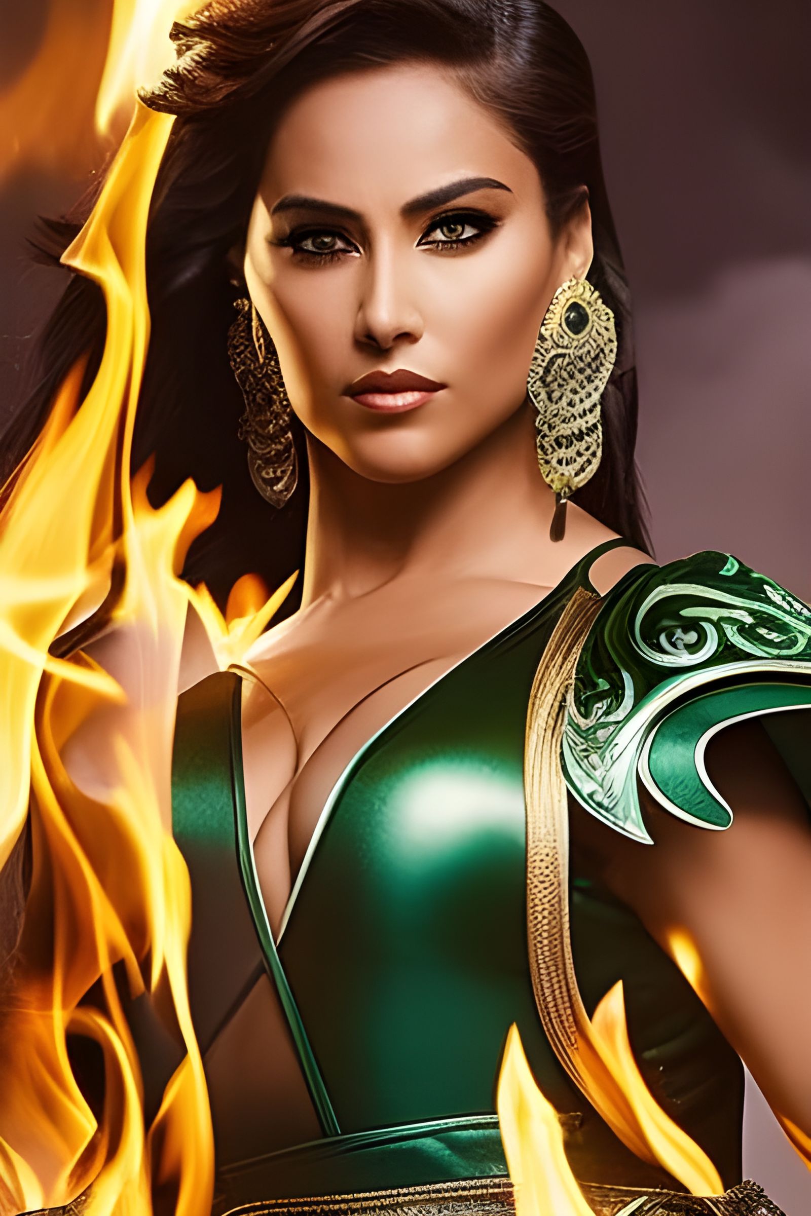 Majestic Fire Goddess Enshrouded in Flames