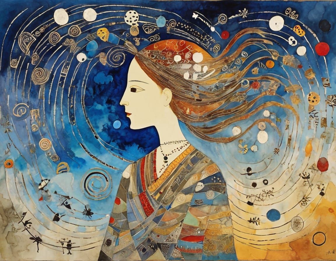 Ethereal Whirlwind Enigma in Vibrant Warli Style