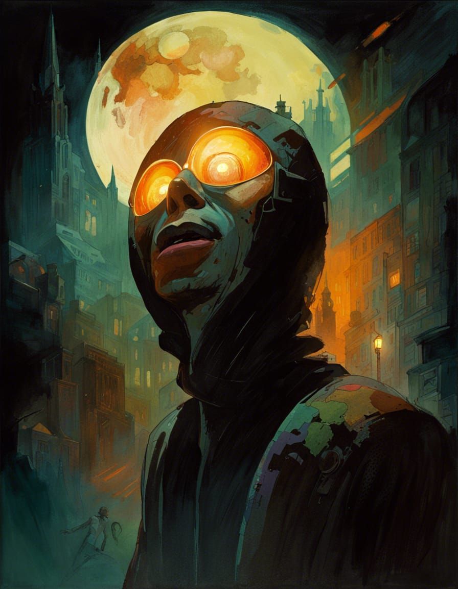 Psychedelic Masked Figure in Stoner-Art Style