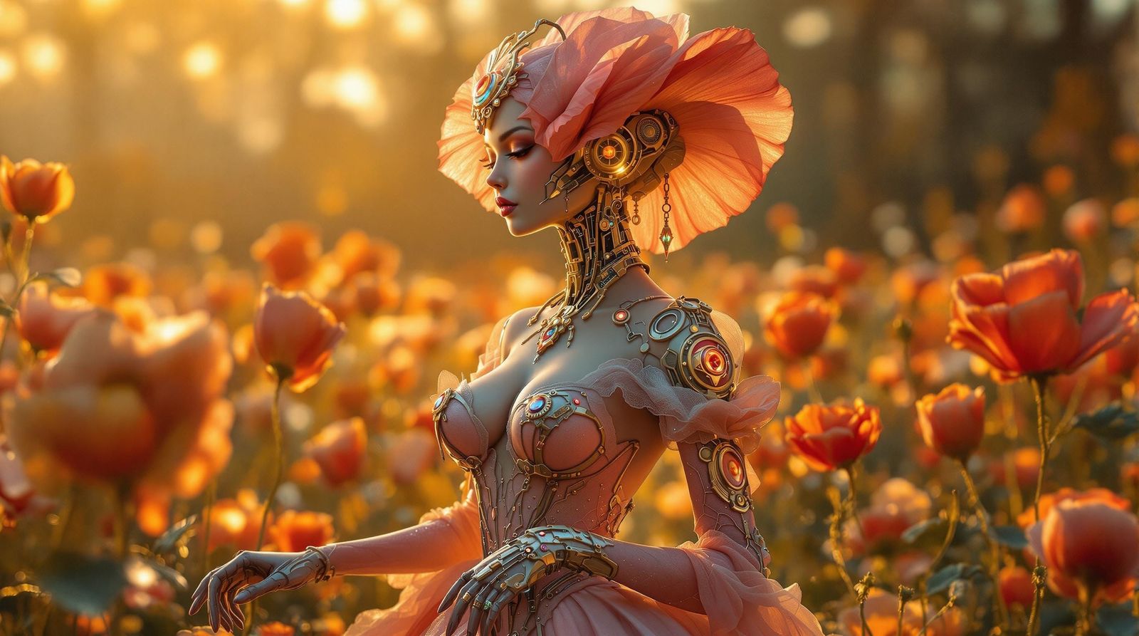 Cyborg Poppy in Victorian Elegance