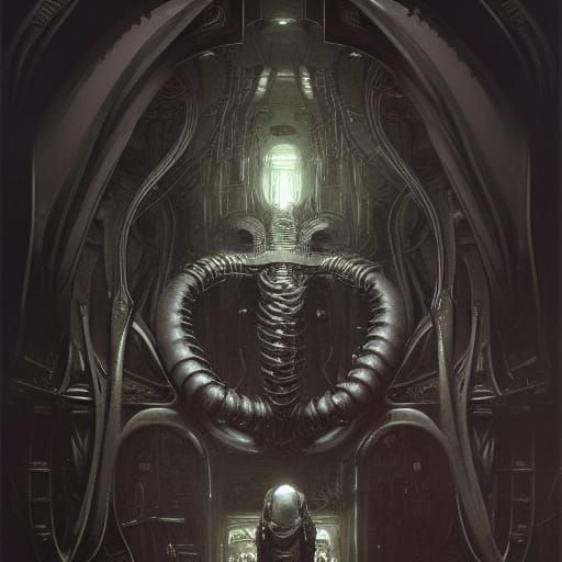 Biomechanical Alien Baby in Dark Fantasy Style