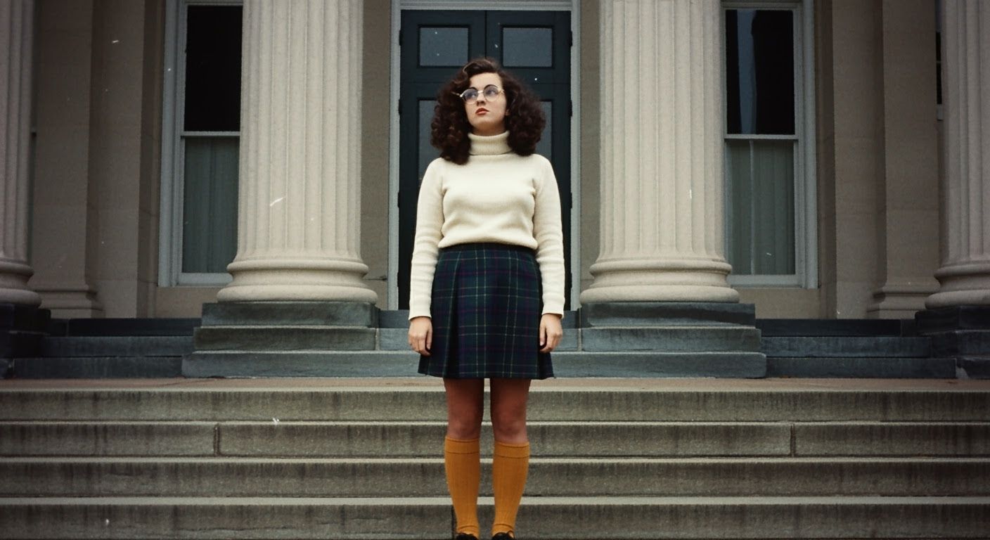 1970s Student on Campus in Film Still Style