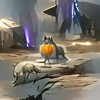 Ethereal Ghost Wolf on Pumpkin Concept Art