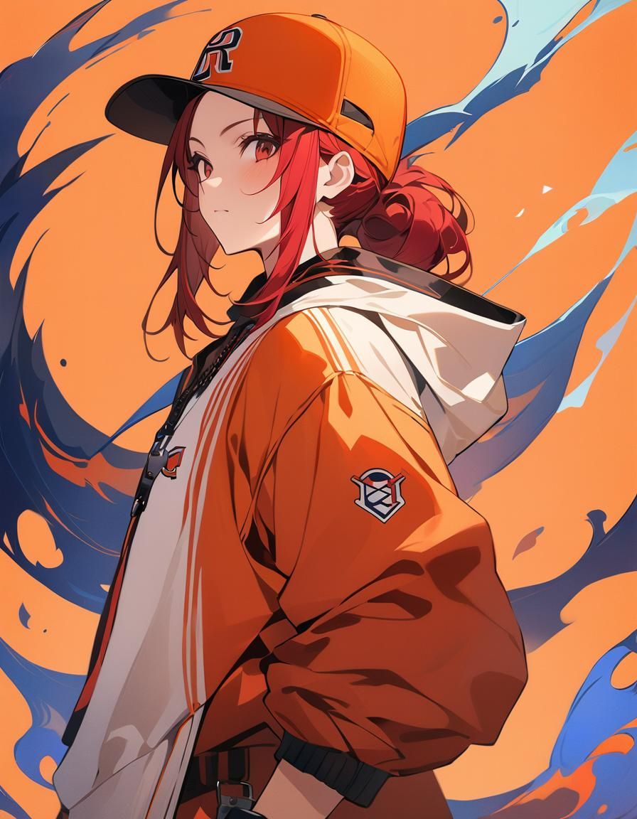 Red-Haired Baseball Player in Persona Style