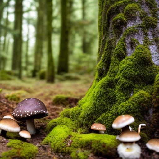 Enchanted Mushroom Forest with Crystalline Details