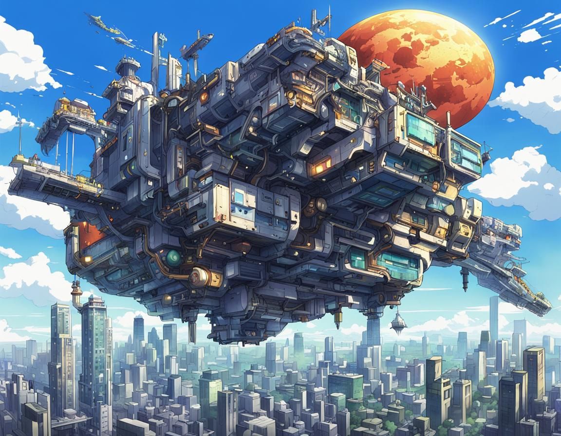 Solarpunk Anime Title Card in Anime Style