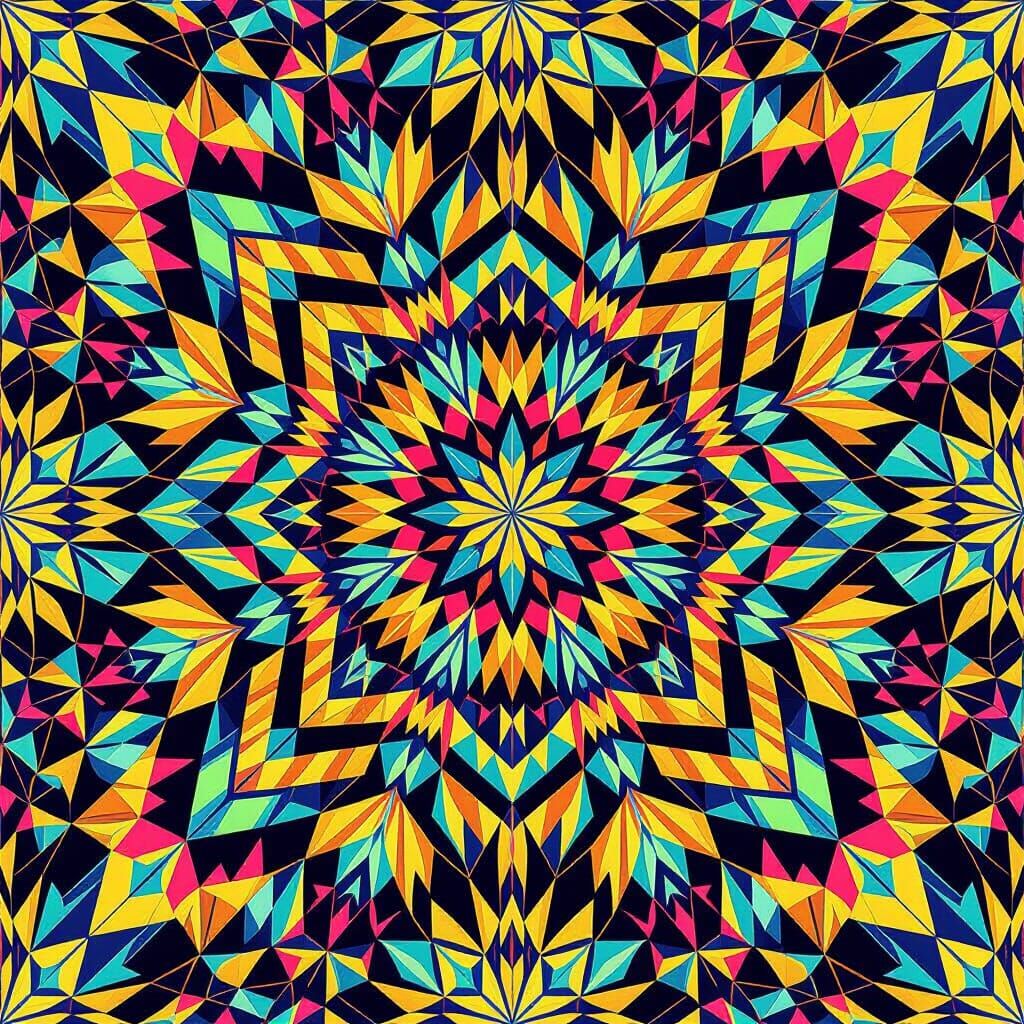Kaleidoscopic Symmetry: Geometric Fractals in Vibrant Colors