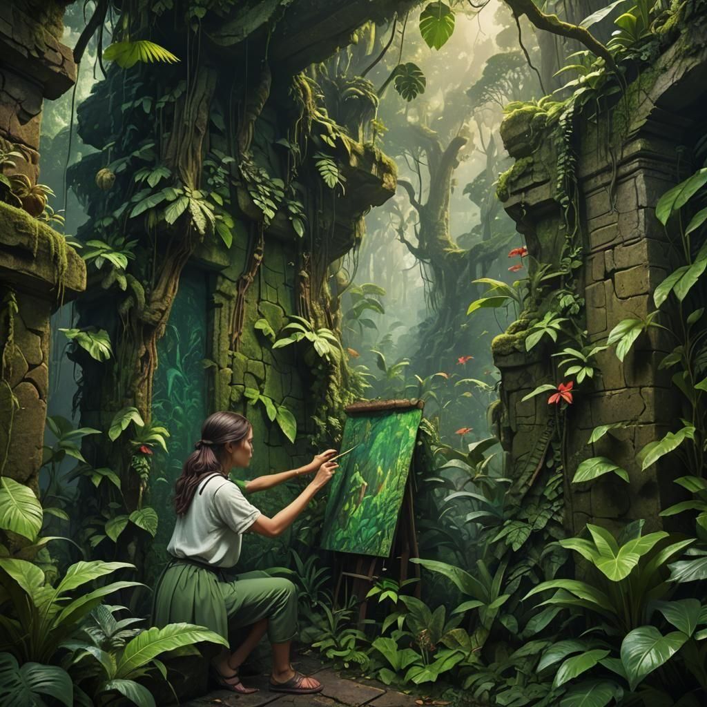 Rainforest Mural: Detailed Matte Painting in Unreal Engine