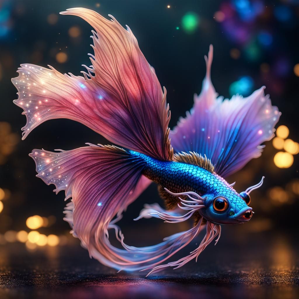 Winged Betta Fish Dragon in Fantasycore Style