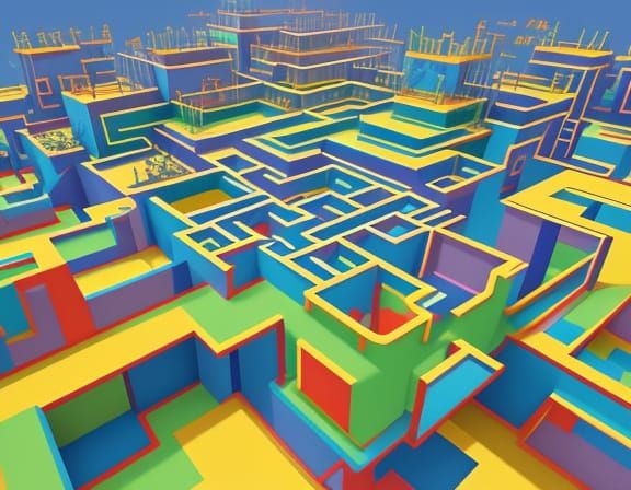 Kidcore Cityscape: Tessellated Maze with Infinite Staircases