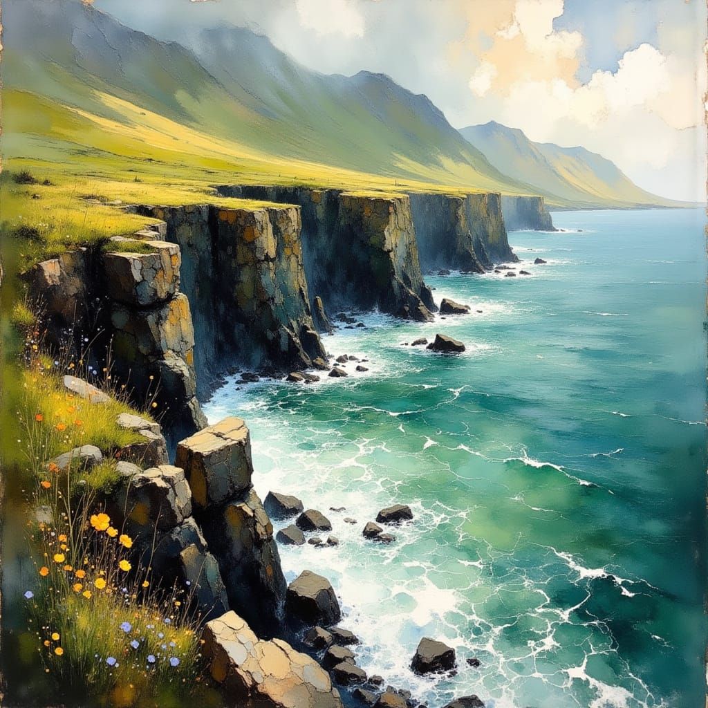 Scottish Moors Watercolour Painting in Dreamlike Style