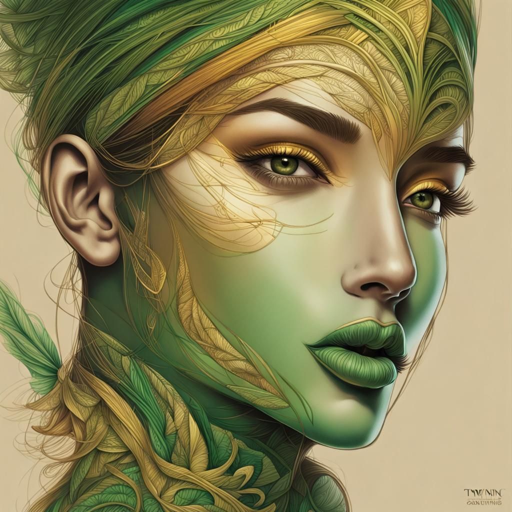 Mesmerizing Face Design as Pencil Art Illustration