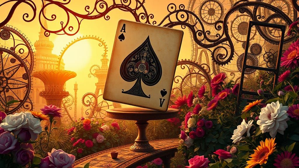 Steampunk Alice in Wonderland Garden at Golden Hour