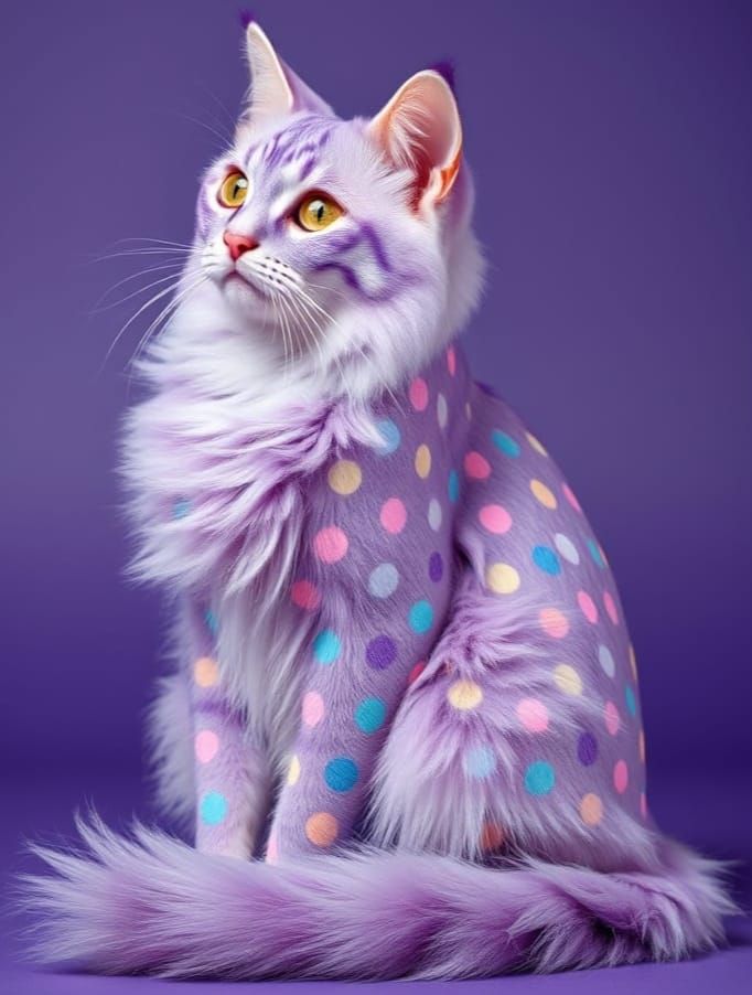 Polka Dot Cat with Colorful Pattern