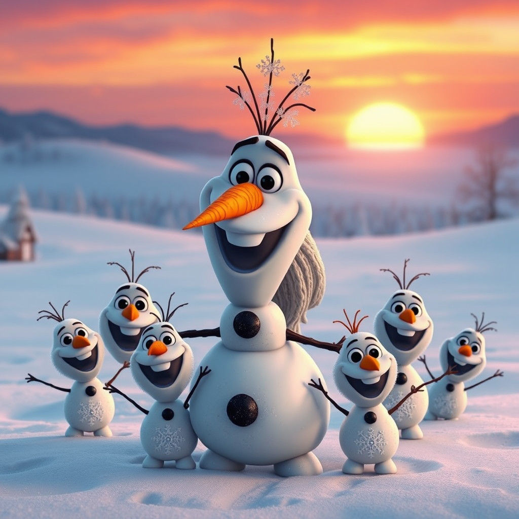Olaf and Family in Winter Wonderland Art
