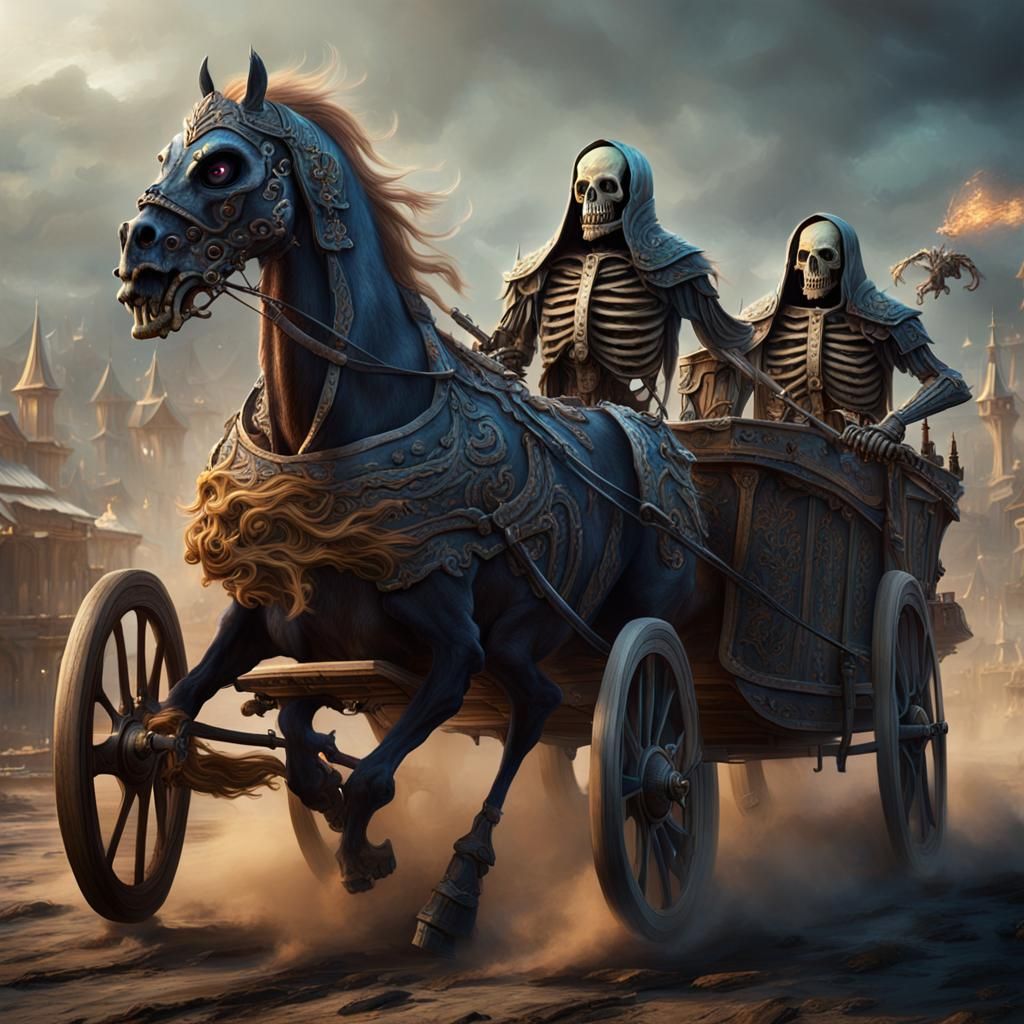 Lich Undead Horse Chariot Race: Fantasy Art