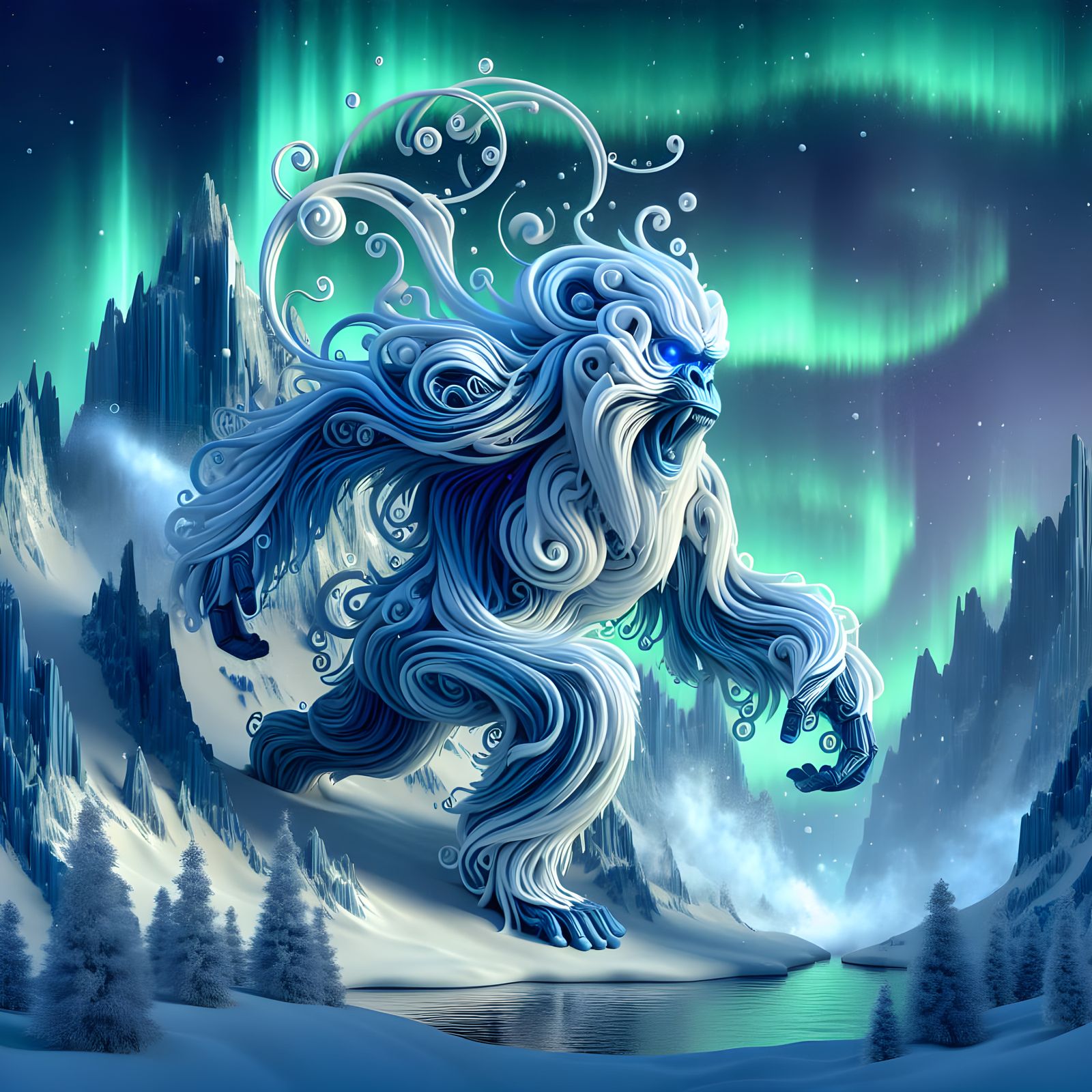 Ethereal Arctic Paradise in Art Nouveau Style
