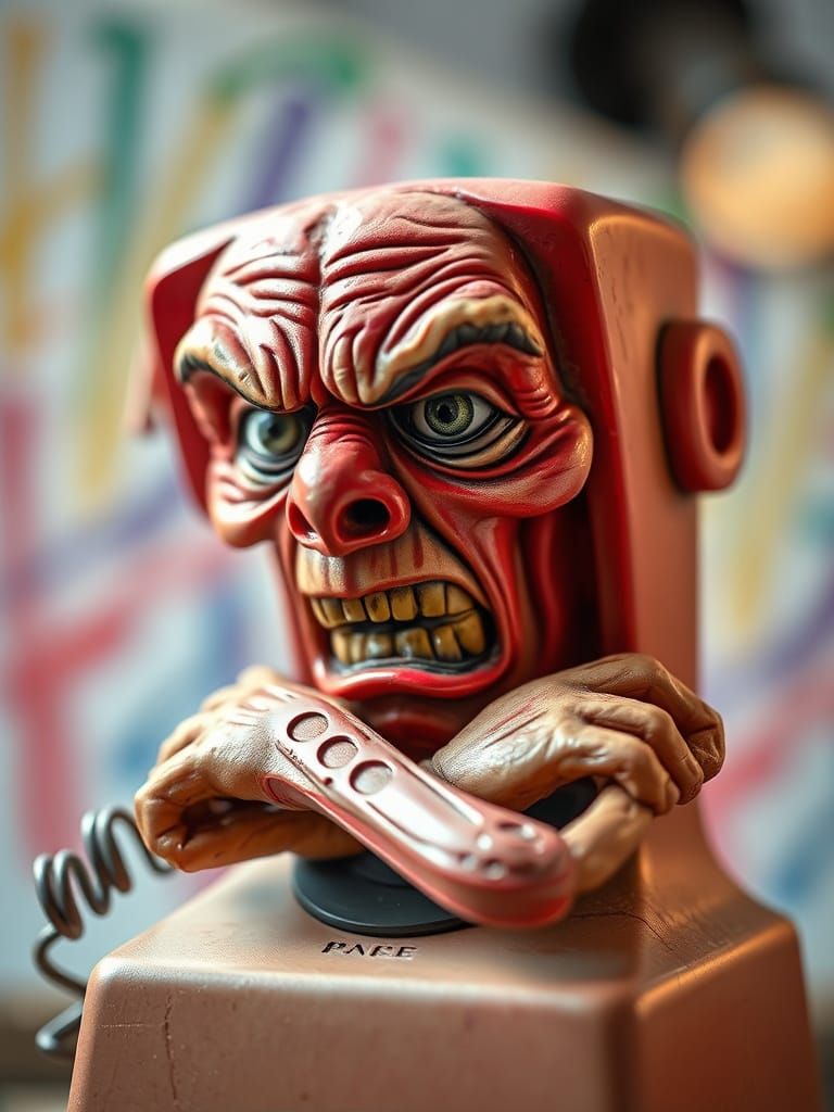 Angry Anthropomorphic Phone Screaming in Close-Up