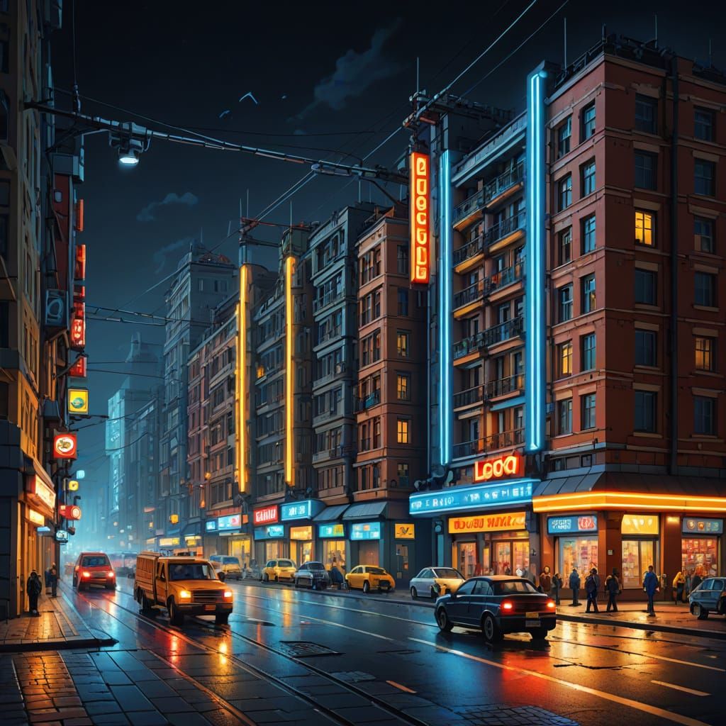 Lego Kharkiv at Night: Constructivist Architecture