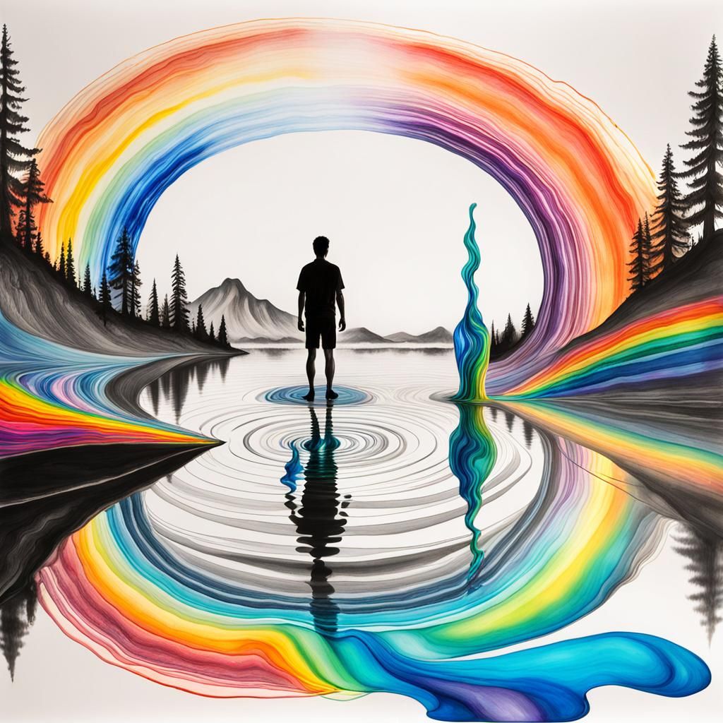 Surreal Lake of Non-Newtonian Fluids, Childlike Drawing