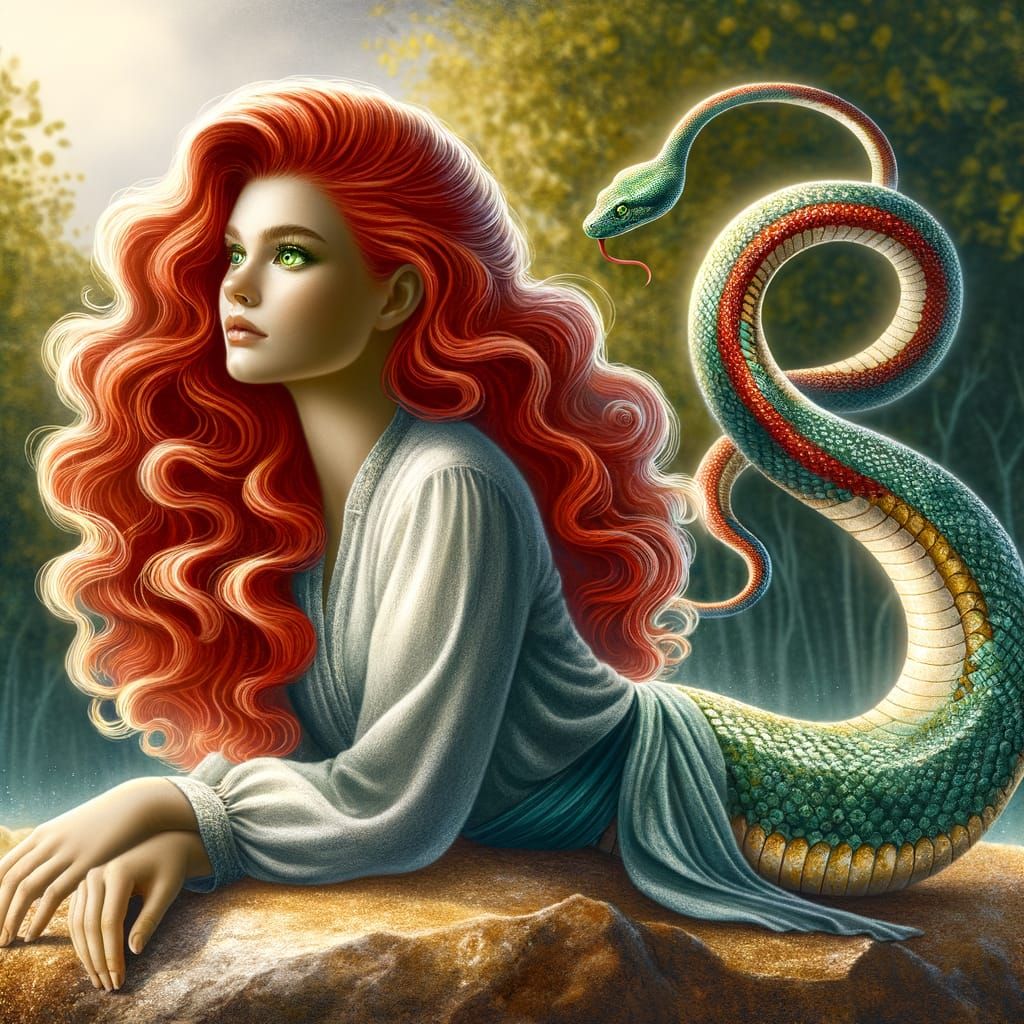 Red-Haired Lamia Resting in Sunlight