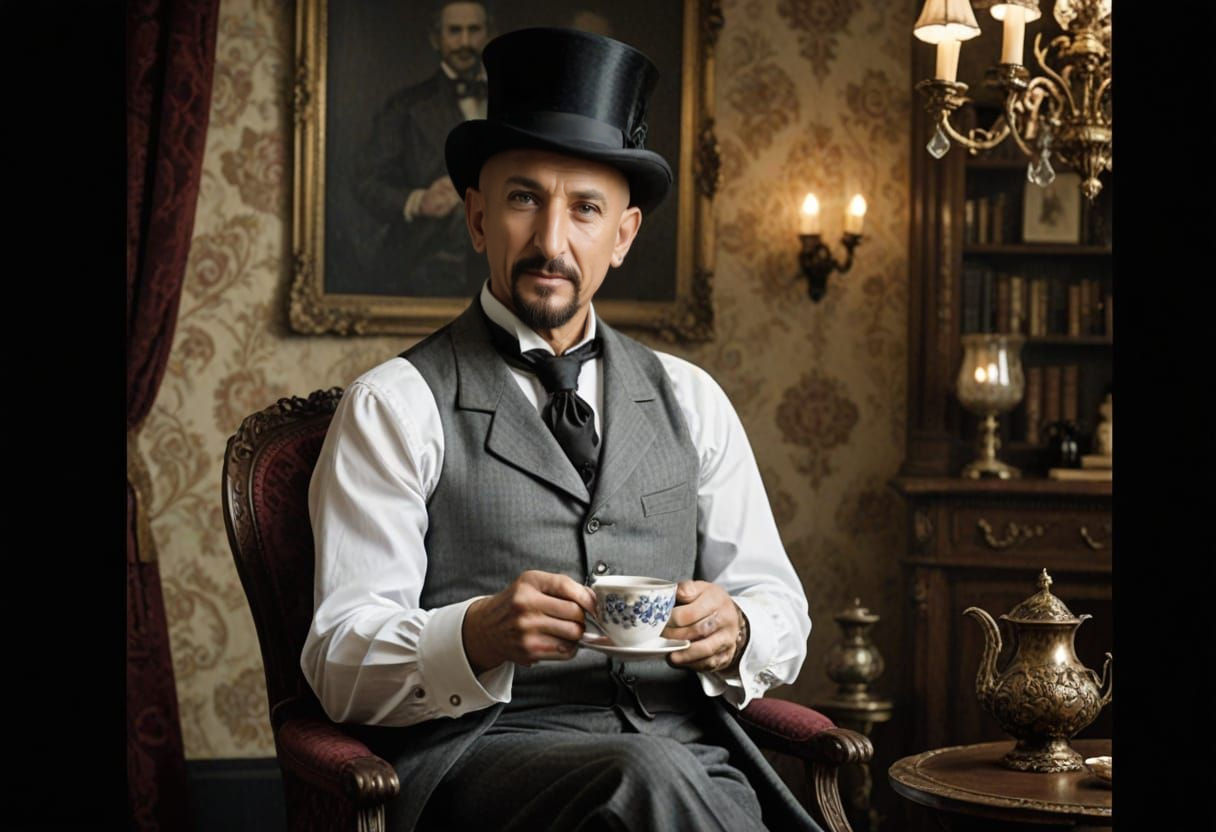 Victorian Gentleman with Tea Cup Portrait