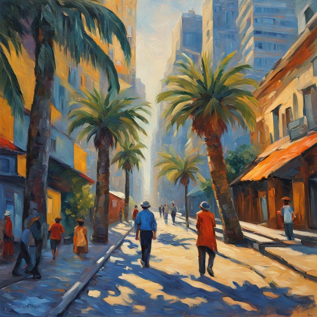 Vibrant Sao Paolo Cityscape in Neo-Impressionist Style