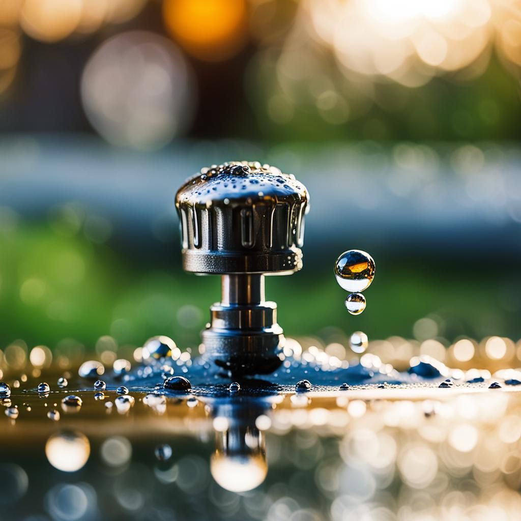 Macro Shot of Juice Tap with Water Droplets