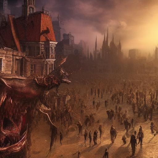 Detailed Zombie Apocalypse Matte Painting