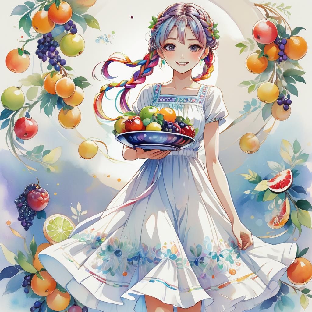 Bright and realistic colors: "A little girl carrying a shiny...