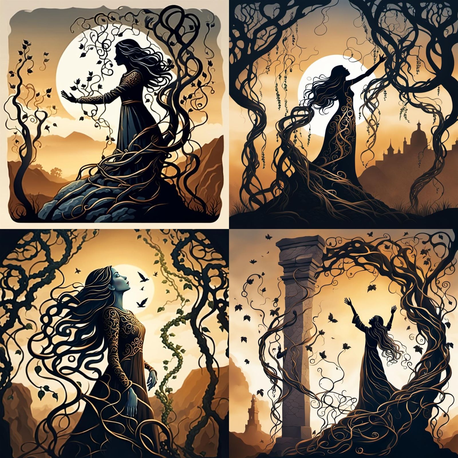 Gothic Vine Woman Reaching for the Sky