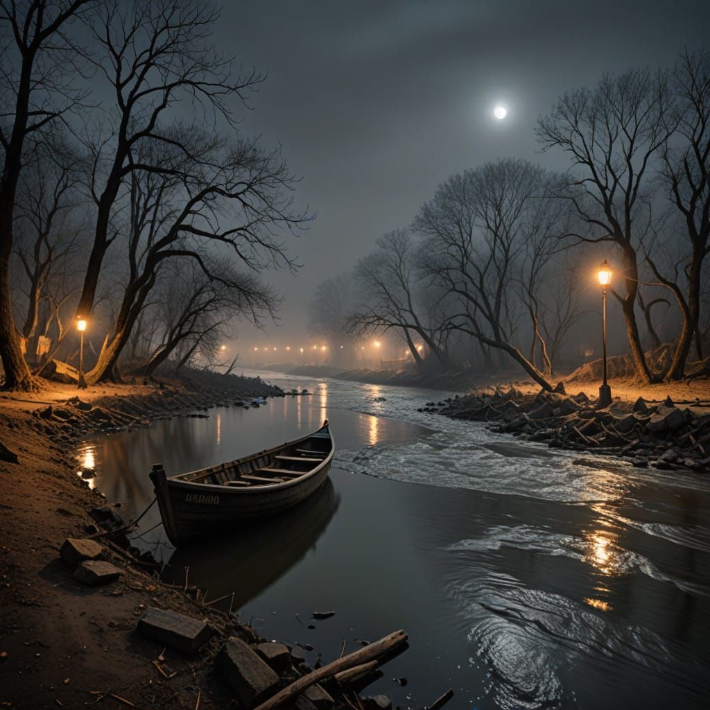 Hope Illuminates the River's Mists in Hyperrealistic Landsca...