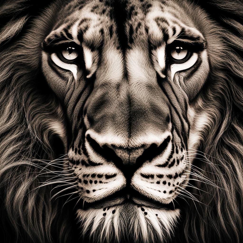 Majestic Lion Tattoo Portrait in Hyperrealism