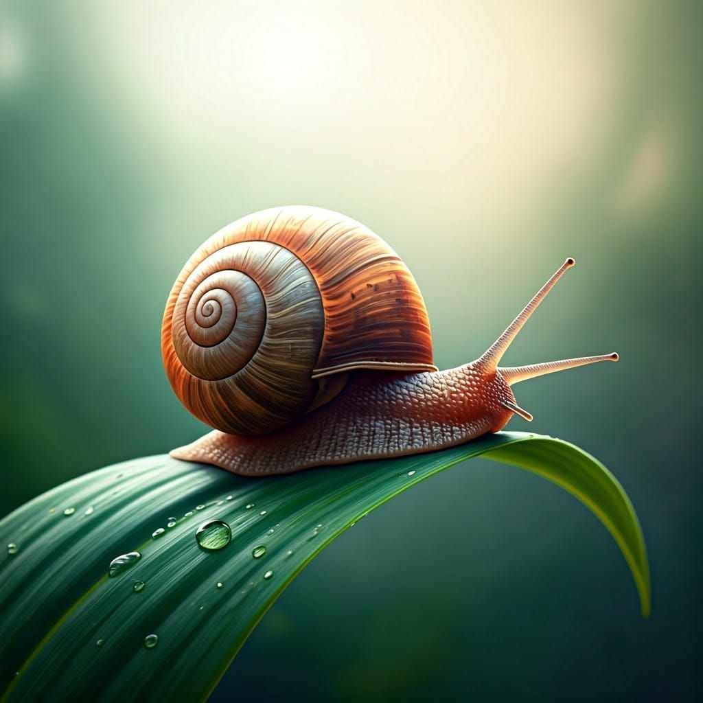 Snail's Dreamy Ascent: Organic Digital Art