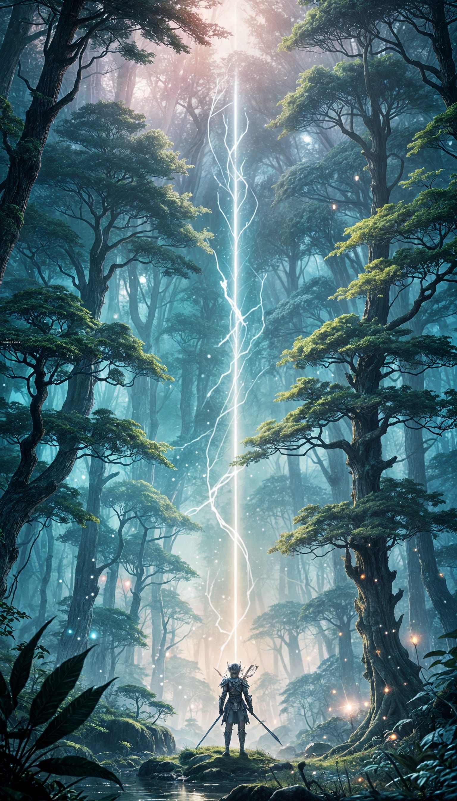 Ethereal Elf Warrior in Mystical Forest