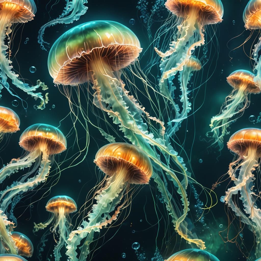 Luminescent Jellyfish in Hyperrealistic Concept Art