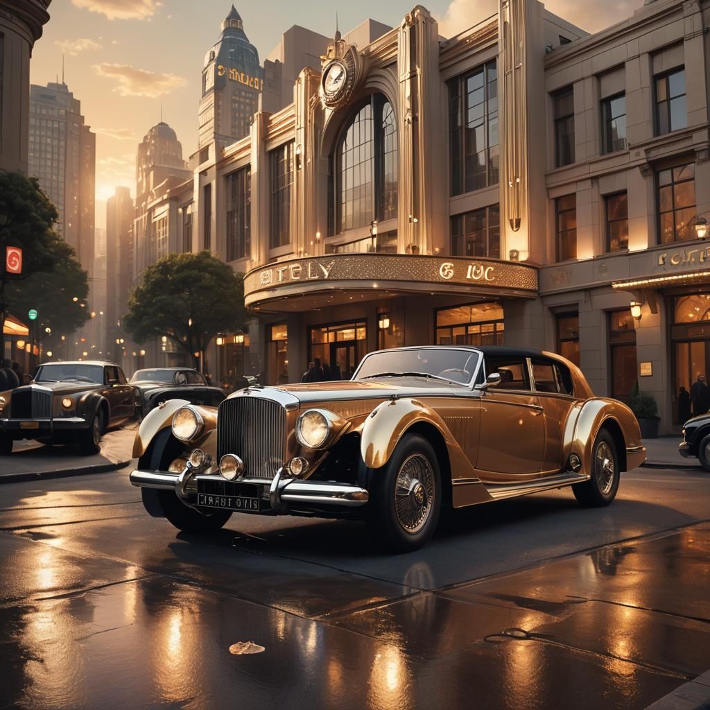 Diamond Bentley Car in Art Deco Style