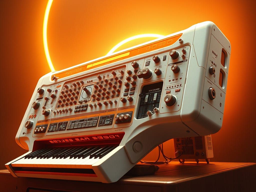 Retro Futuristic Synthesizer in Elegant Aesthetic