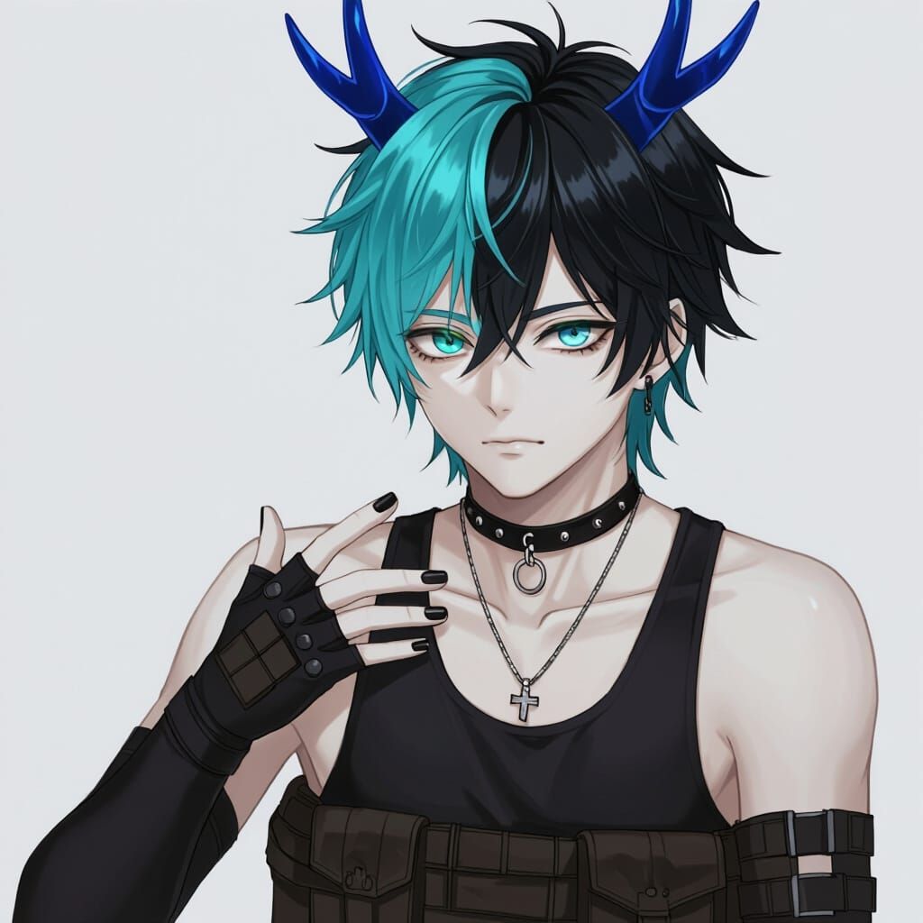 Anime Portrait of Mysterious Young Man with Unique Features