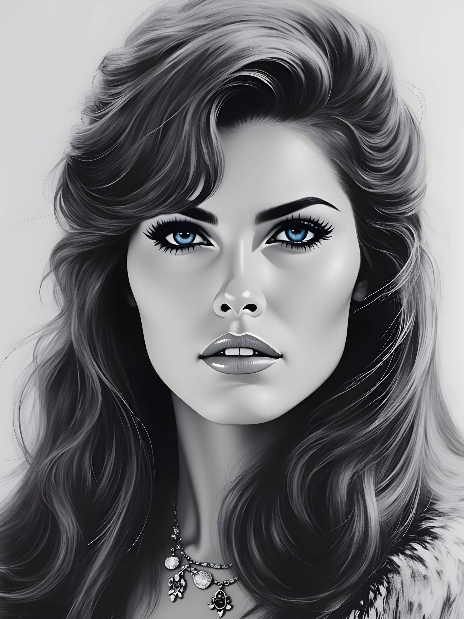 Beautiful Ice Queen in Fantasy Landscape