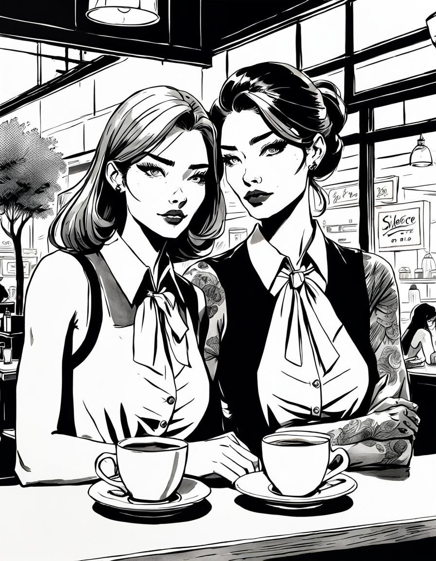 Romantic Couple in Coffee Shop, Inspired by Silence & Co