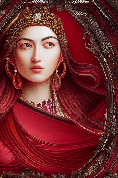 Goddess Amongst Rubies: Photorealistic Detailed Portrait