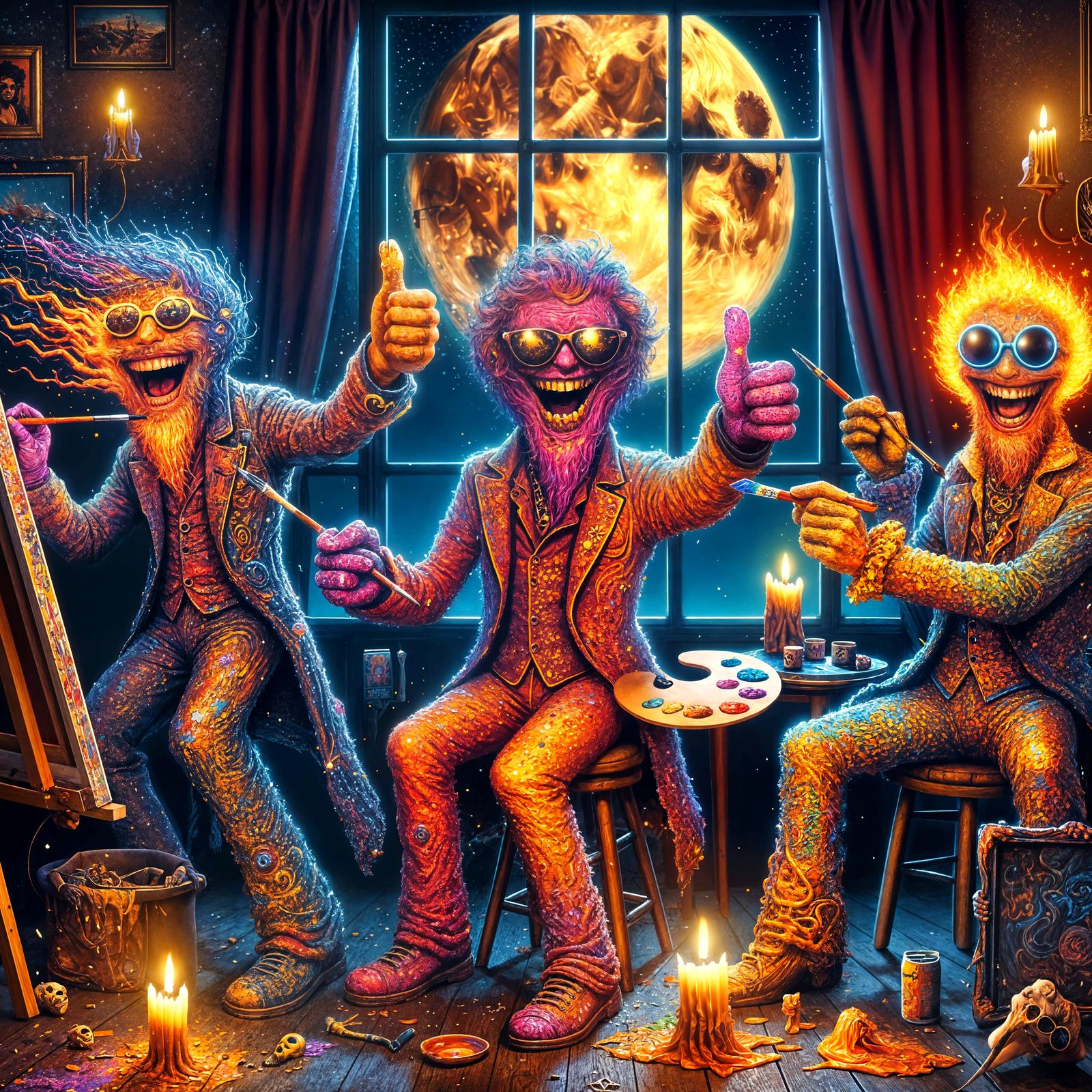 Whimsical Emoji Artists Painting by Blood Moon