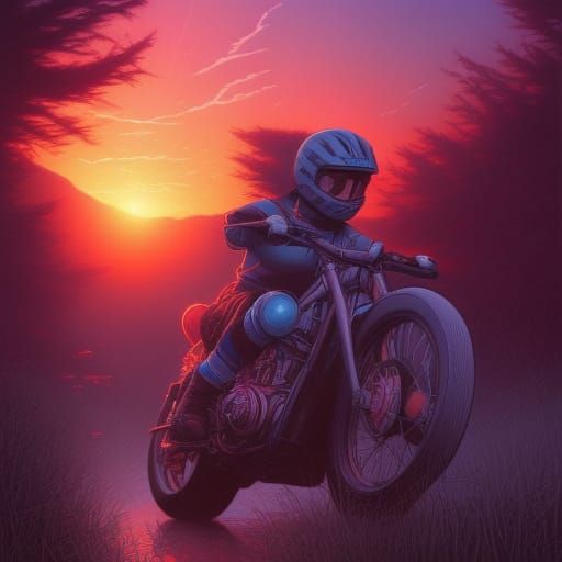 Dirt Bike in Anime Style by Makoto Shinkai