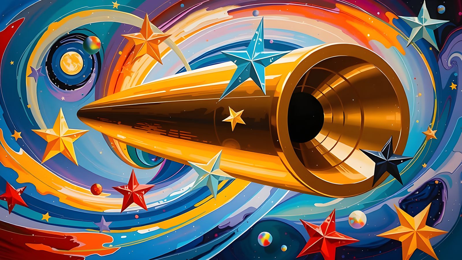 Stunning Metallic Mirror Cylinder in Cosmic Vortex