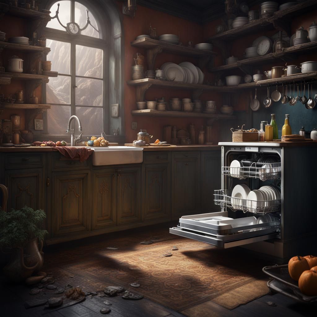 Surreal Dishwasher Eats People: Fantasy Concept Art